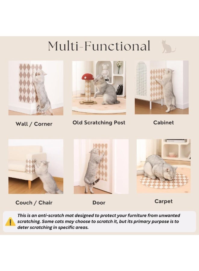 Arabest Anti-Scratch Cat Mat, Set of 2 – 50CM*80CM,  Trimmable Self-Adhesive Upholstery Pads for Furniture, Carpet, Cat Trees, Shelves, Climbing Walls & Couch Protection (Brown Diamond) - Image 4